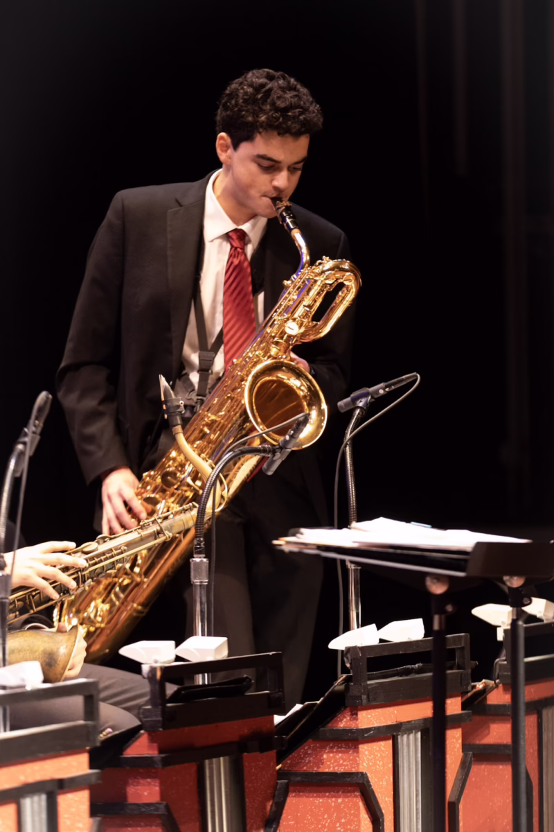 Student playing saxophone